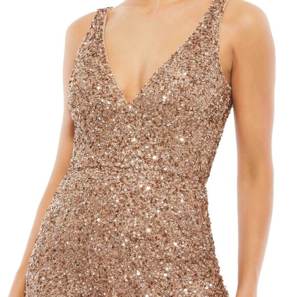 NWT Mac Duggal Beaded Fringe Sequined Mini Dress, Copper Style 4971 - Picture 6 of 9